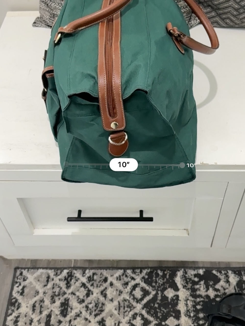 Vintage Polo Ralph Lauren Green Canvas Leather Weekender Duffel Bag - Picture 11 of 12